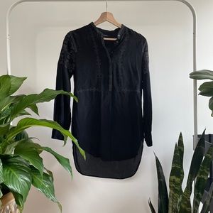 Madewell Embroidered Black Ballad Silk Tunic